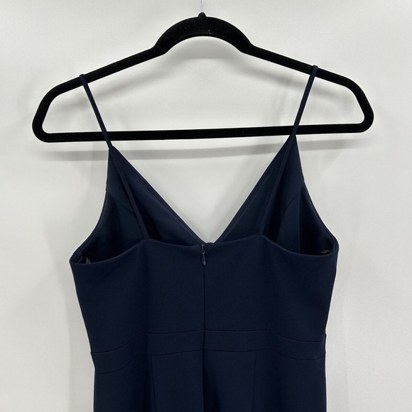 Anthropologie BHLDN Lyra V-neck Faux Wrap Stretch Crepe Navy Midi Dress sz 2 - Picture 5 of 8